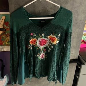 Green Desigual long-sleeved blouse